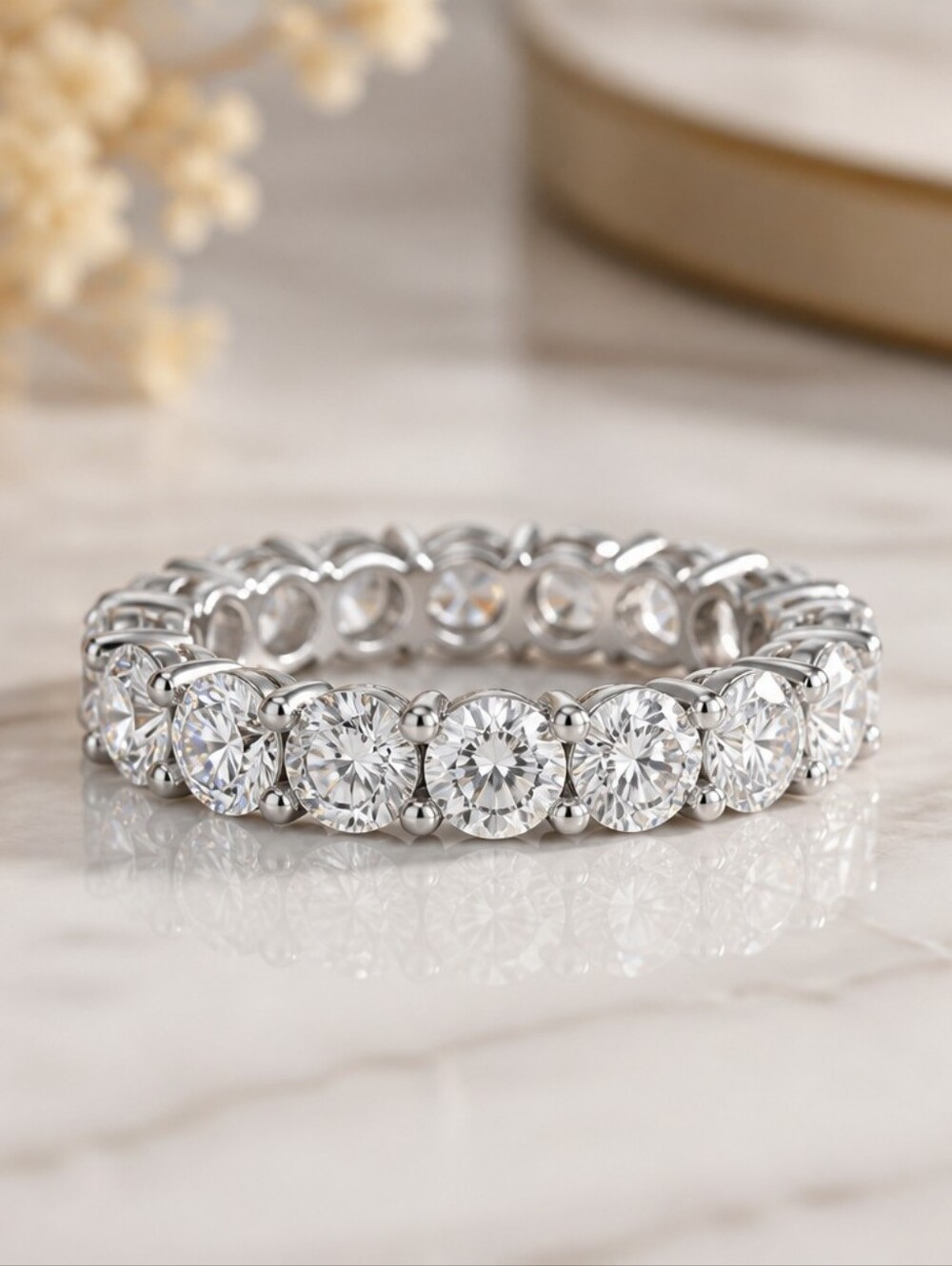 Moissanite 15-Stone Round  Wedding / Stackable Band - Size 6 (0.30 ctw)